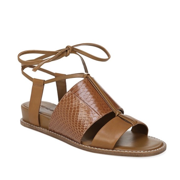 Vince Forster Leather & Watersnake Gladiator Ankle-Wrap Sandals NEW 6 Hazelnut - Picture 2 of 7